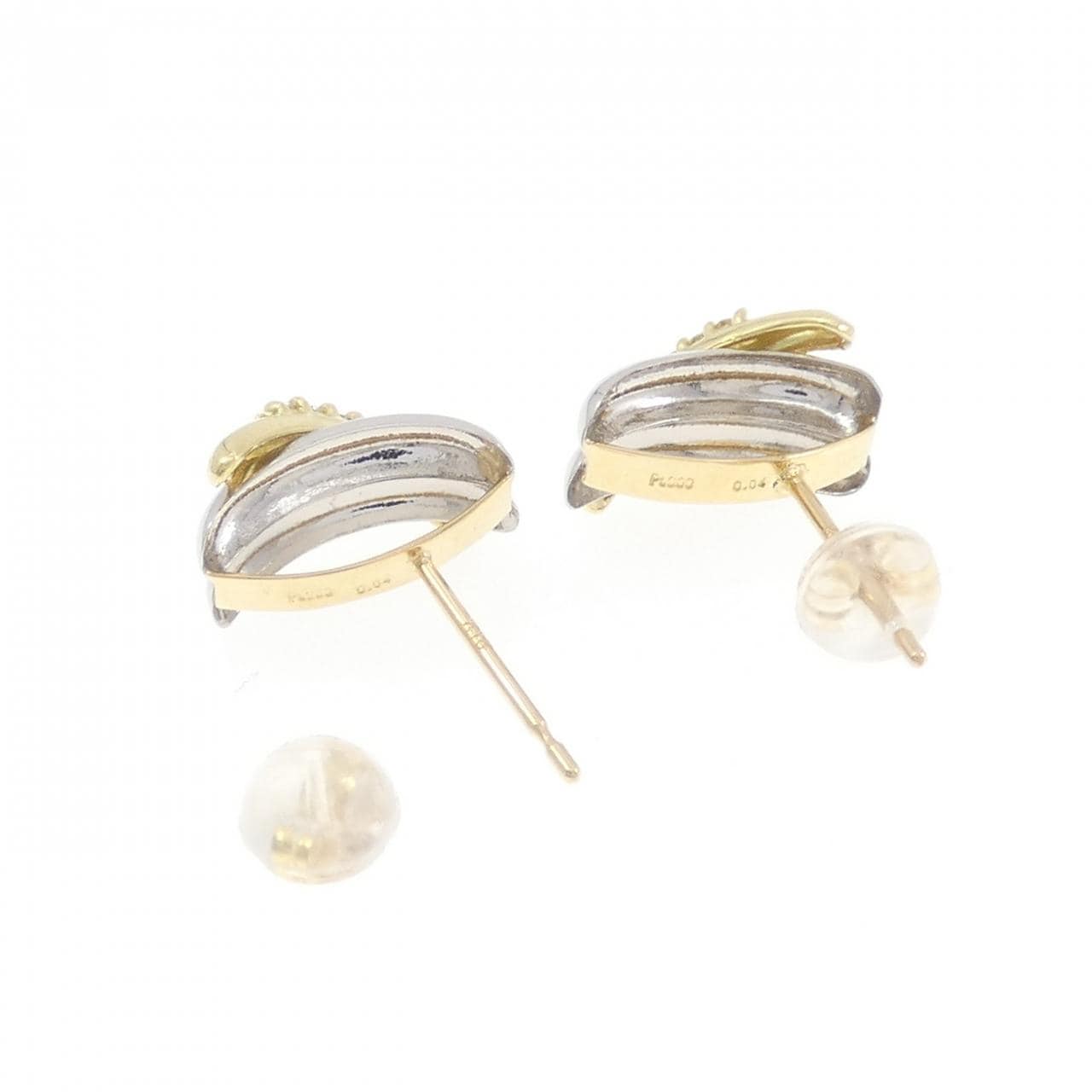 K18YG/PT900 ダイヤモンド ピアス 0.08CT