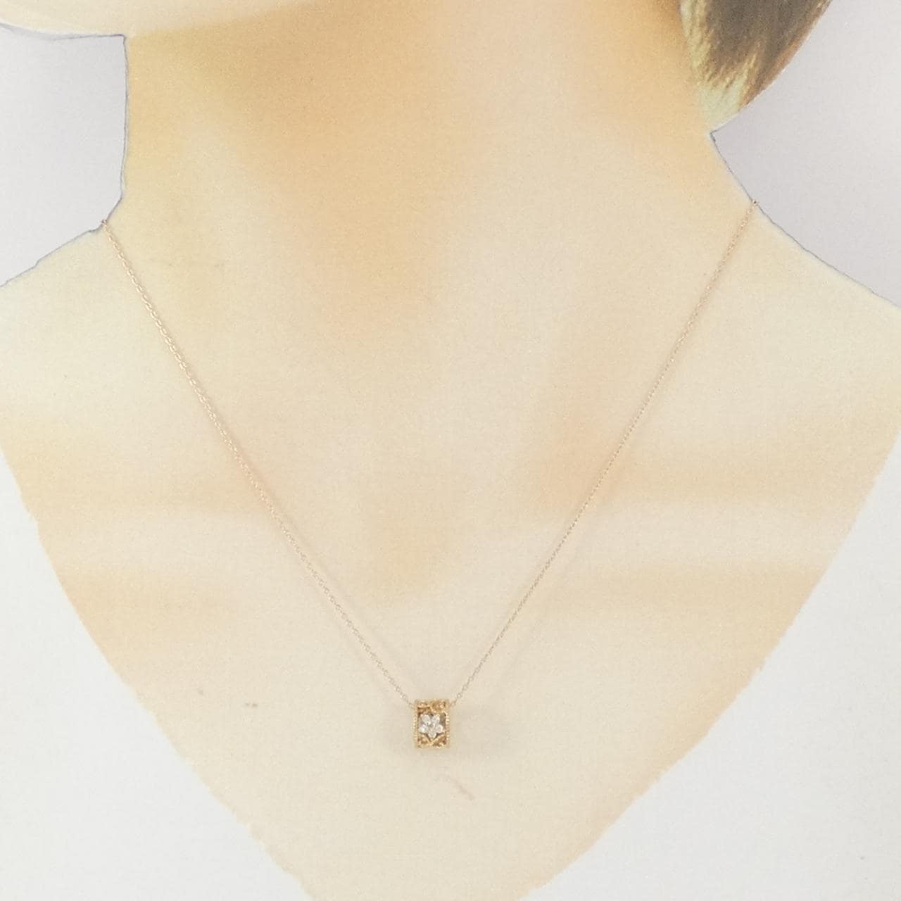 K18PG フラワー ダイヤモンド ネックレス 0.12CT