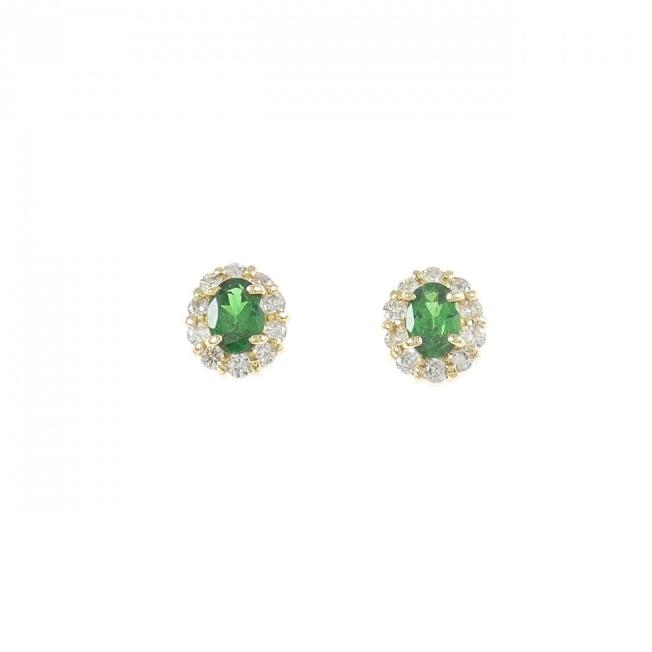K18YG Green Garnet Earrings 0.30CT