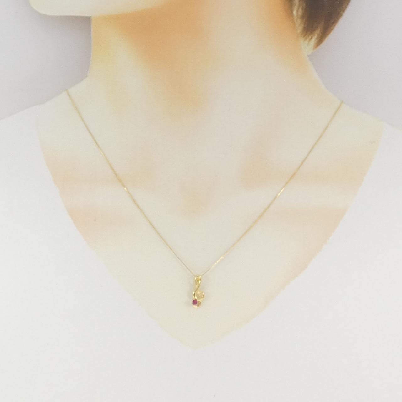 K18YG/18KTYG ト音記号 ルビー ネックレス