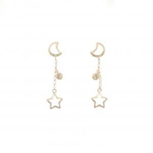 K18YG ムーン×スター ダイヤモンド ピアス 0.06CT