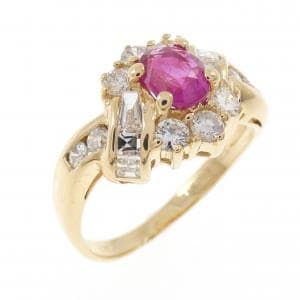 K18YG ルビー リング 0.67CT