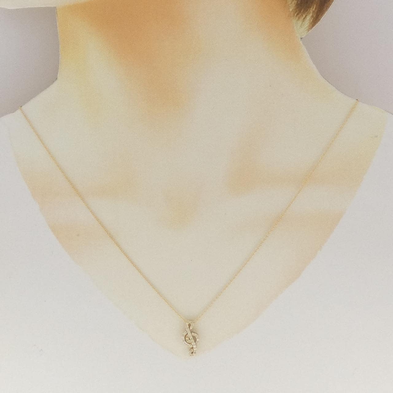 K18YG ト音記号 ダイヤモンド ネックレス 0.30CT