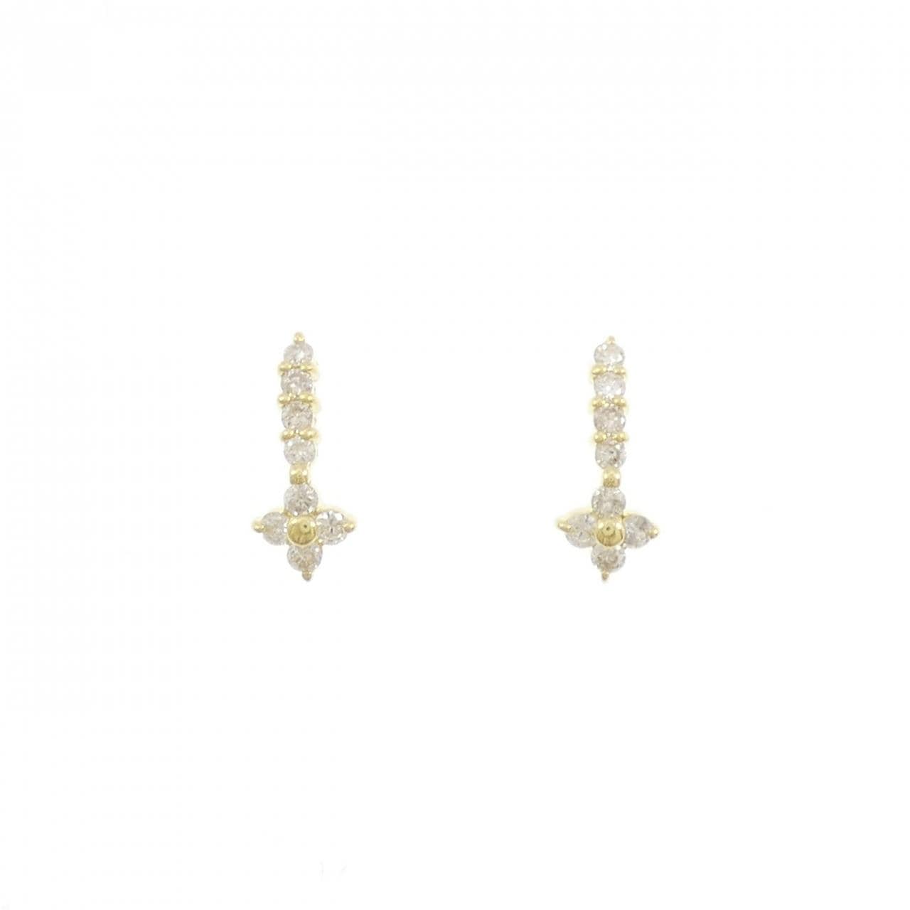 K18YG フラワー ダイヤモンド ピアス 0.30CT