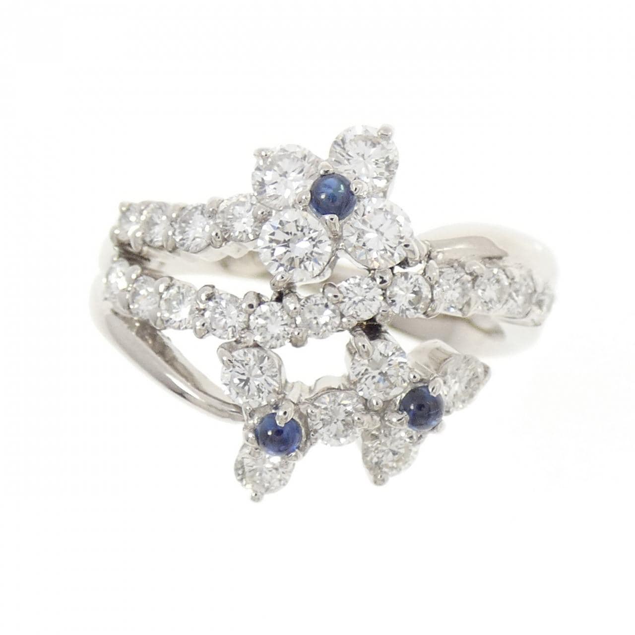 PT900 フラワー サファイヤ リング 0.12CT