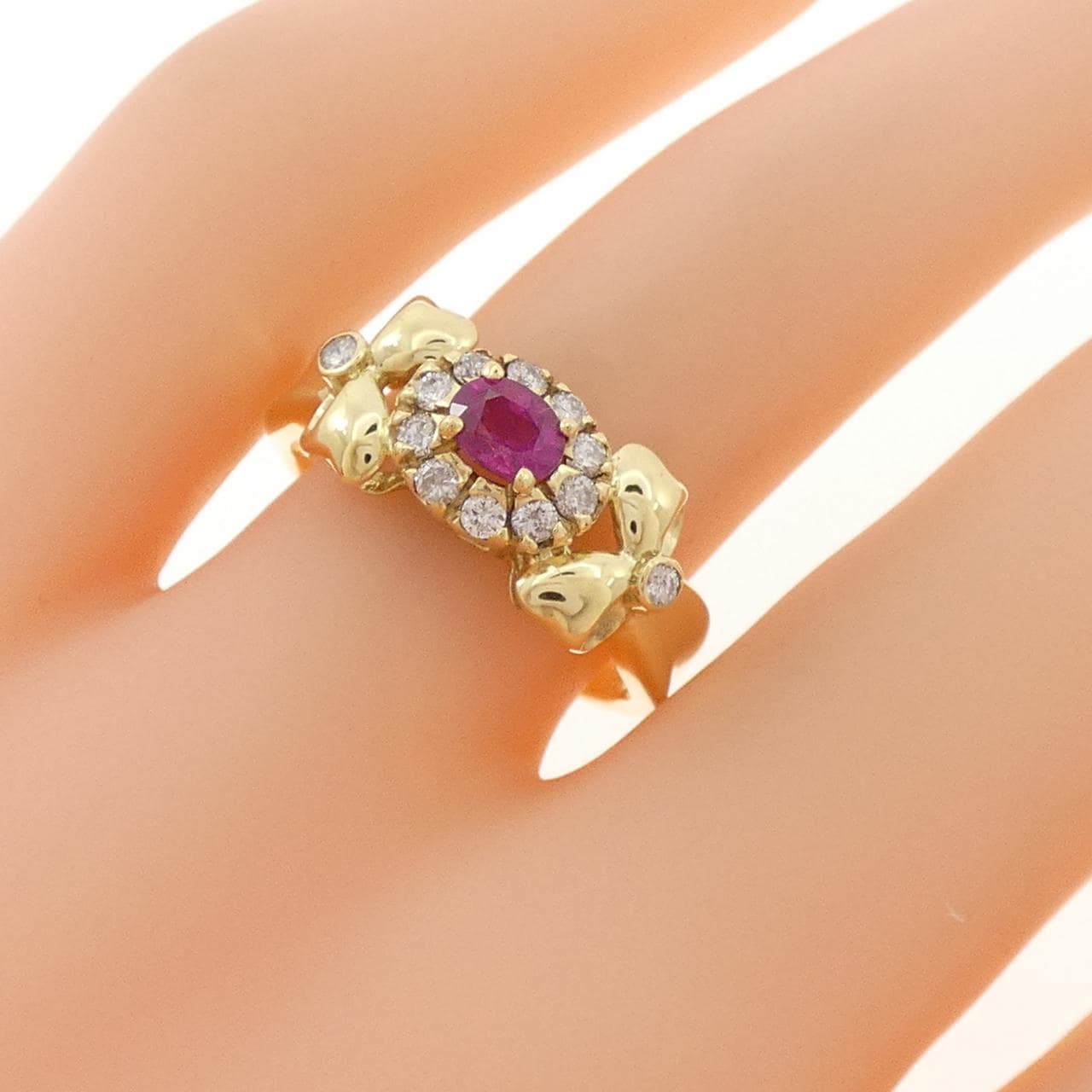 K18YG ルビー リング 0.33CT