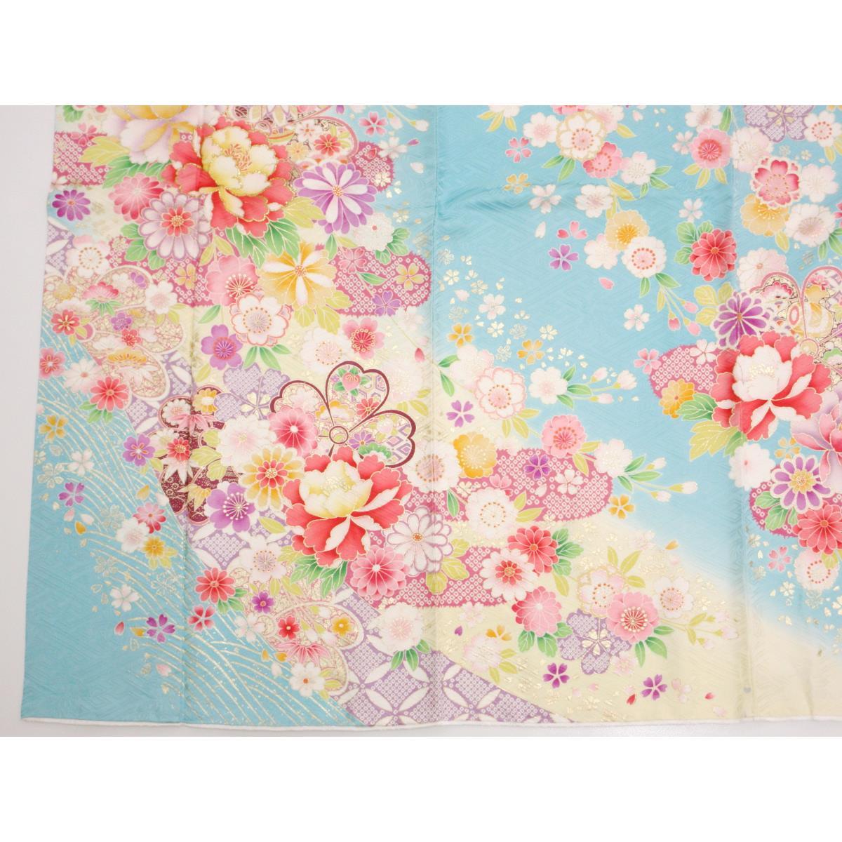 振袖　友禅金彩加工　刺繍入りボカシ染