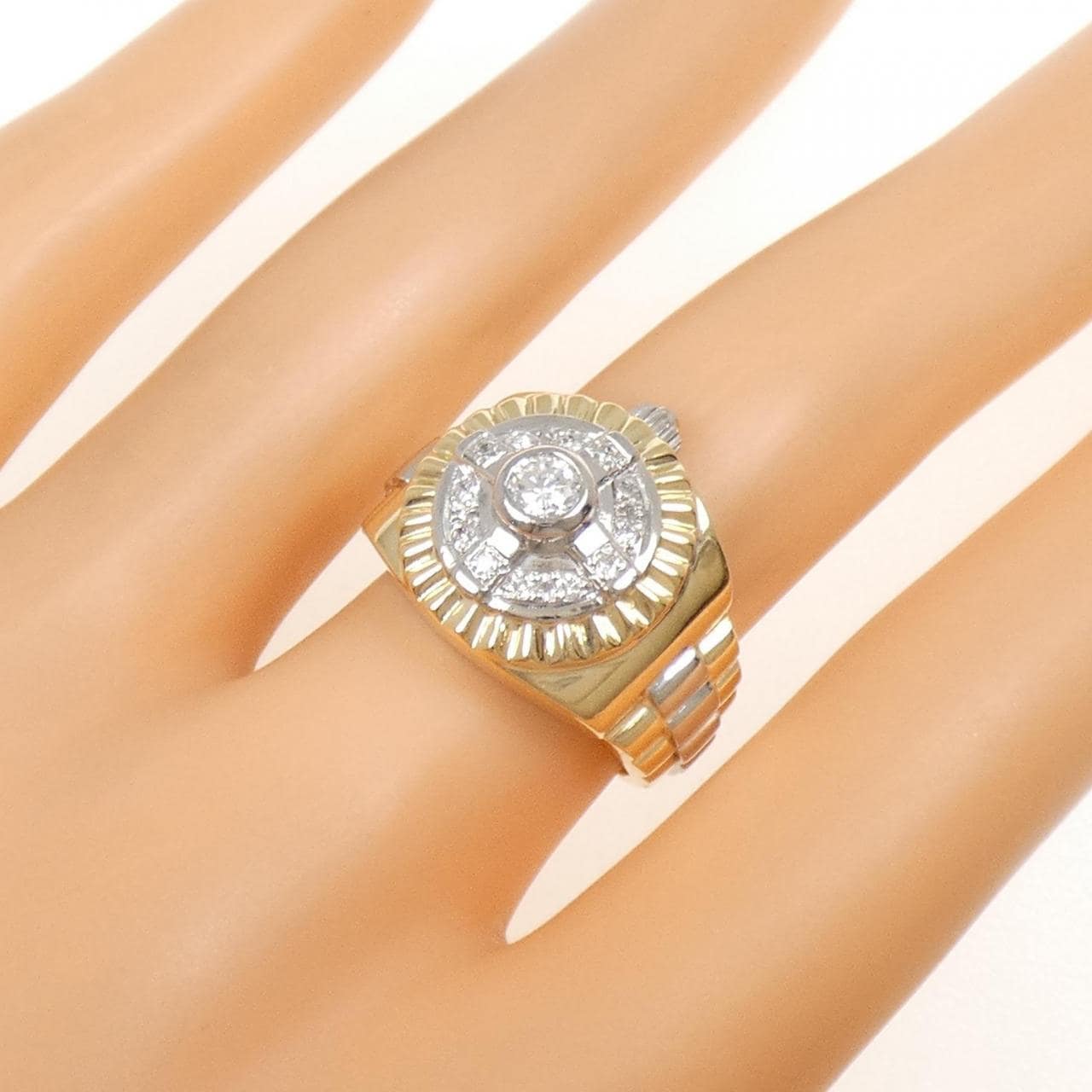 K18YG/PT900 ダイヤモンド リング 0.30CT