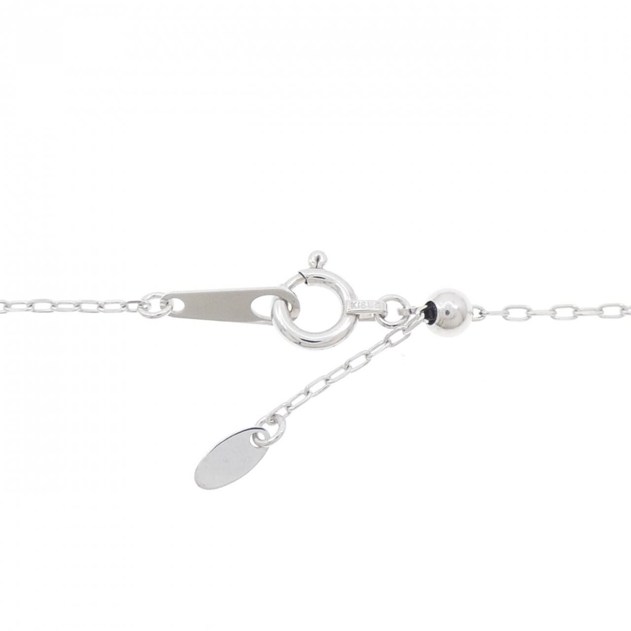 K18WG ハート×フラワー ダイヤモンド ネックレス 0.07CT