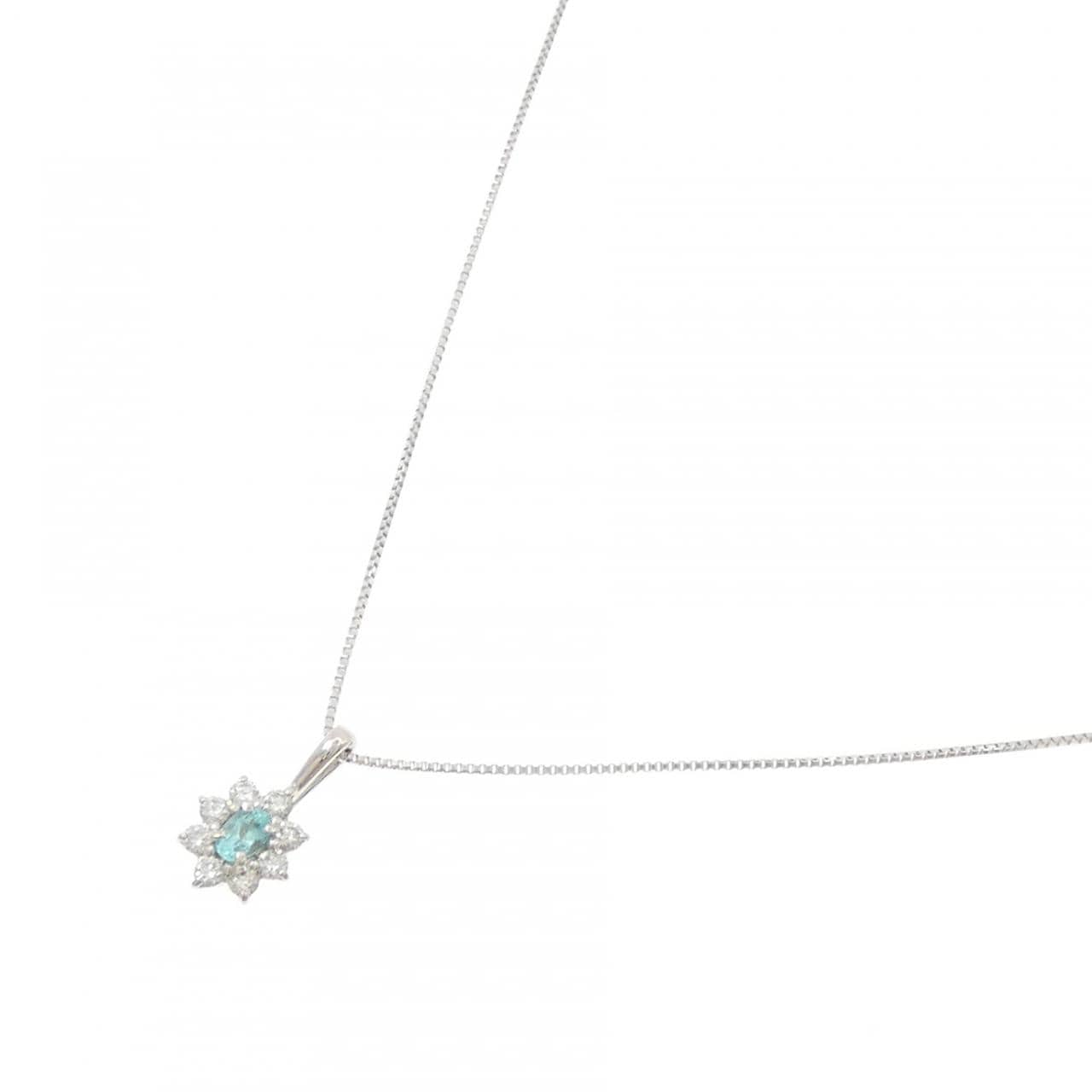 K18WG フラワー トルマリン ネックレス 0.07CT