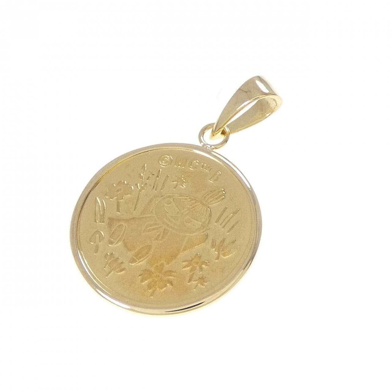 K18YG (框) 硬币吊坠