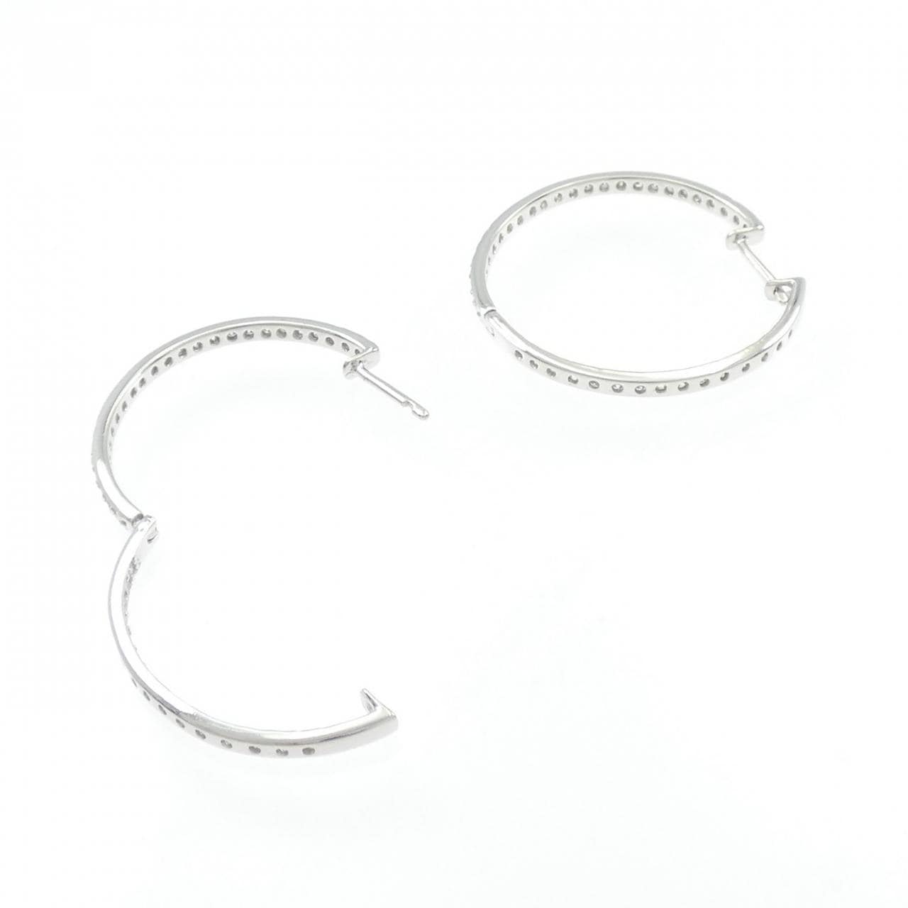 K18WG フープ ダイヤモンド ピアス 1.30CT