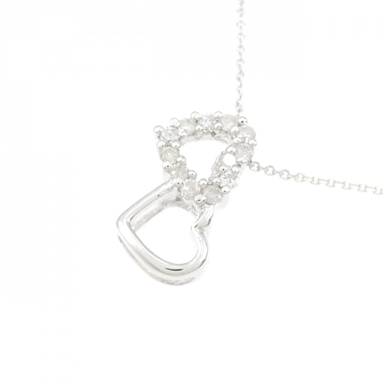 K18WG heart Diamond necklace 0.20CT