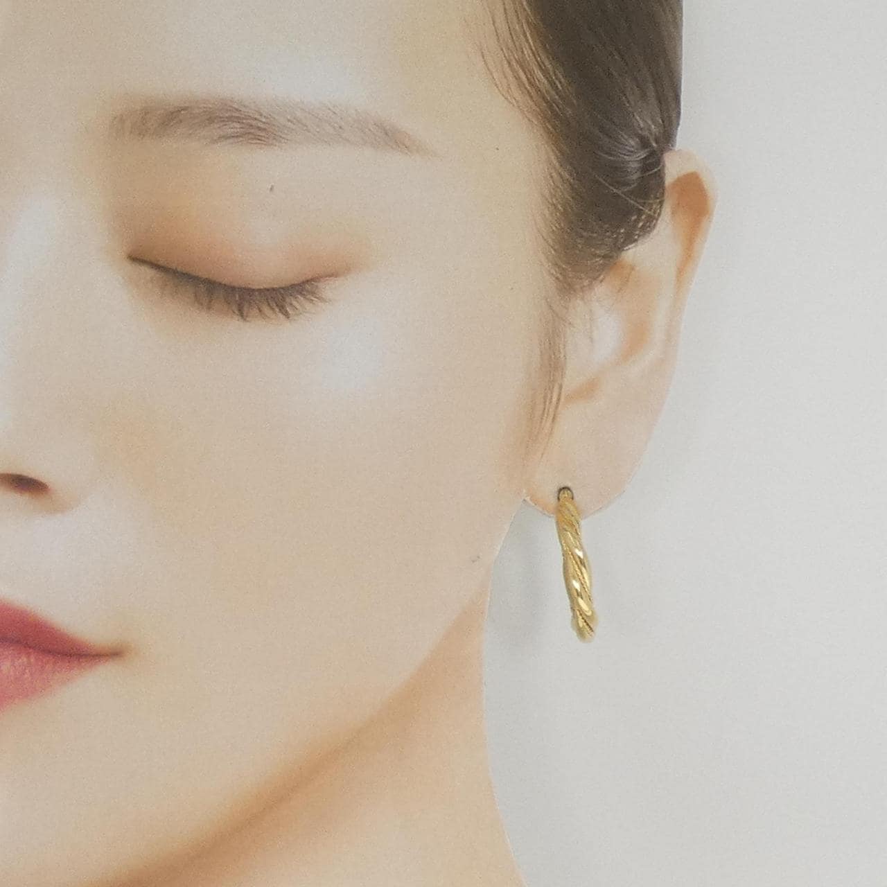 K18YG フープ ピアス