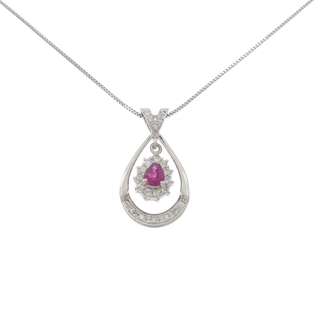 PT900/PT850 ルビー ネックレス 0.51CT