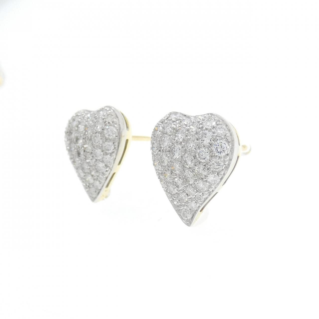 K18YG/K18WG ハート パヴェ ダイヤモンド ピアス 2.00CT