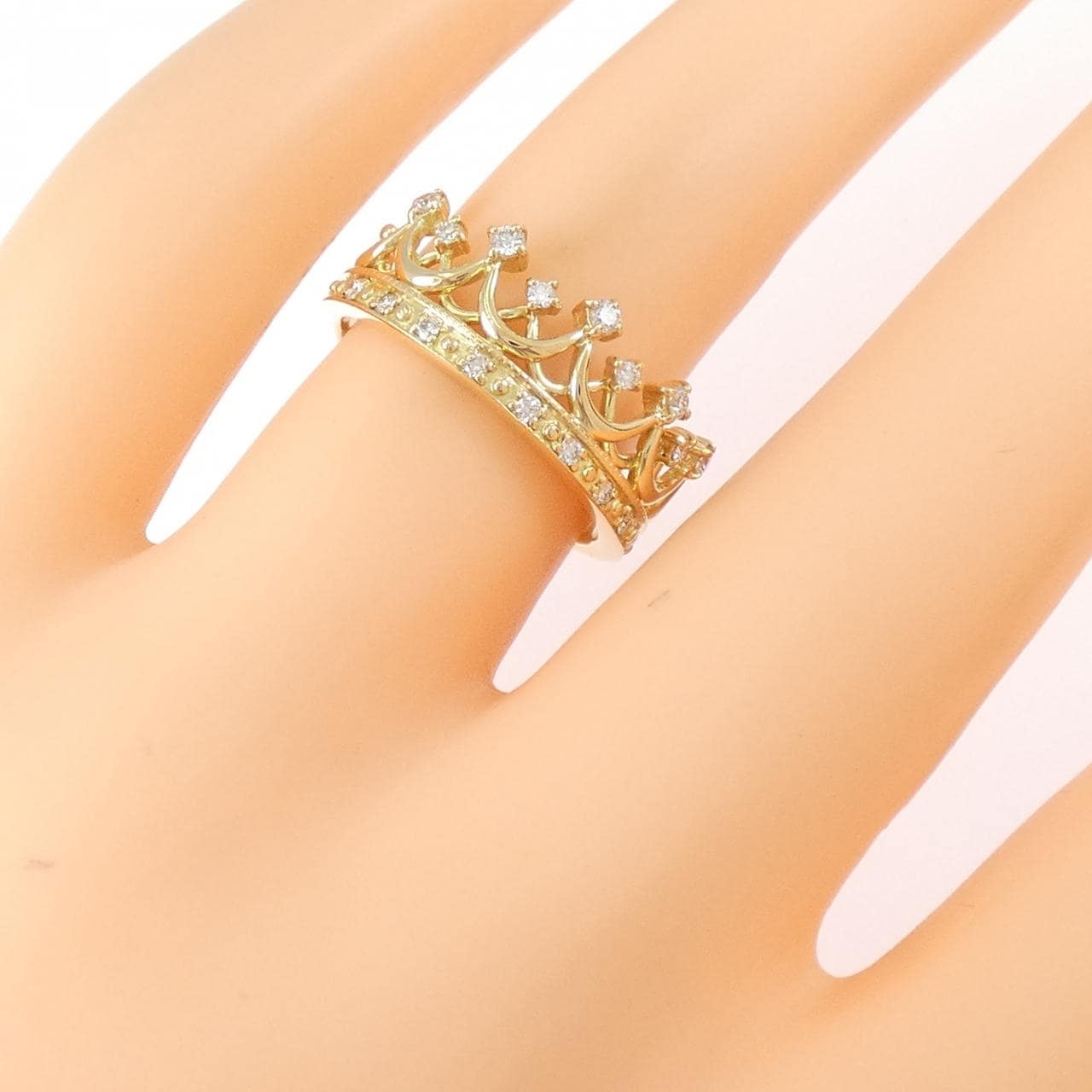 K18YG クラウン ダイヤモンド リング 0.18CT