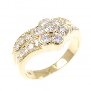K18YG フラワー ダイヤモンド リング 0.70CT