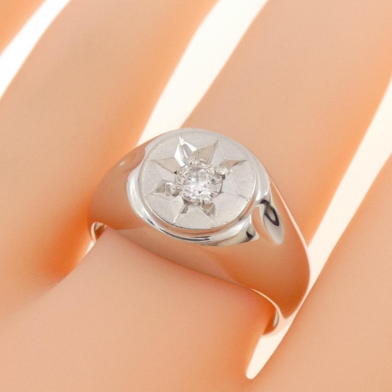 PT900 印台 ダイヤモンド リング 0.20CT
