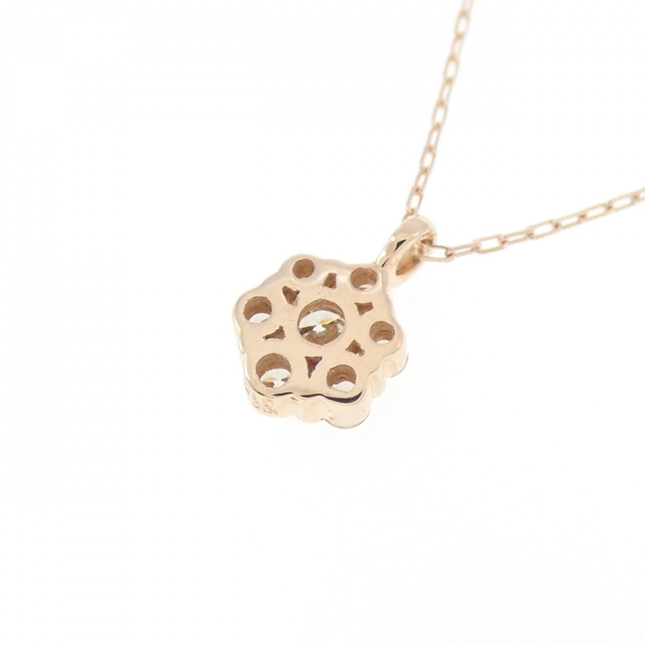 【新品】K10PG フラワー ダイヤモンド ネックレス 0.10CT