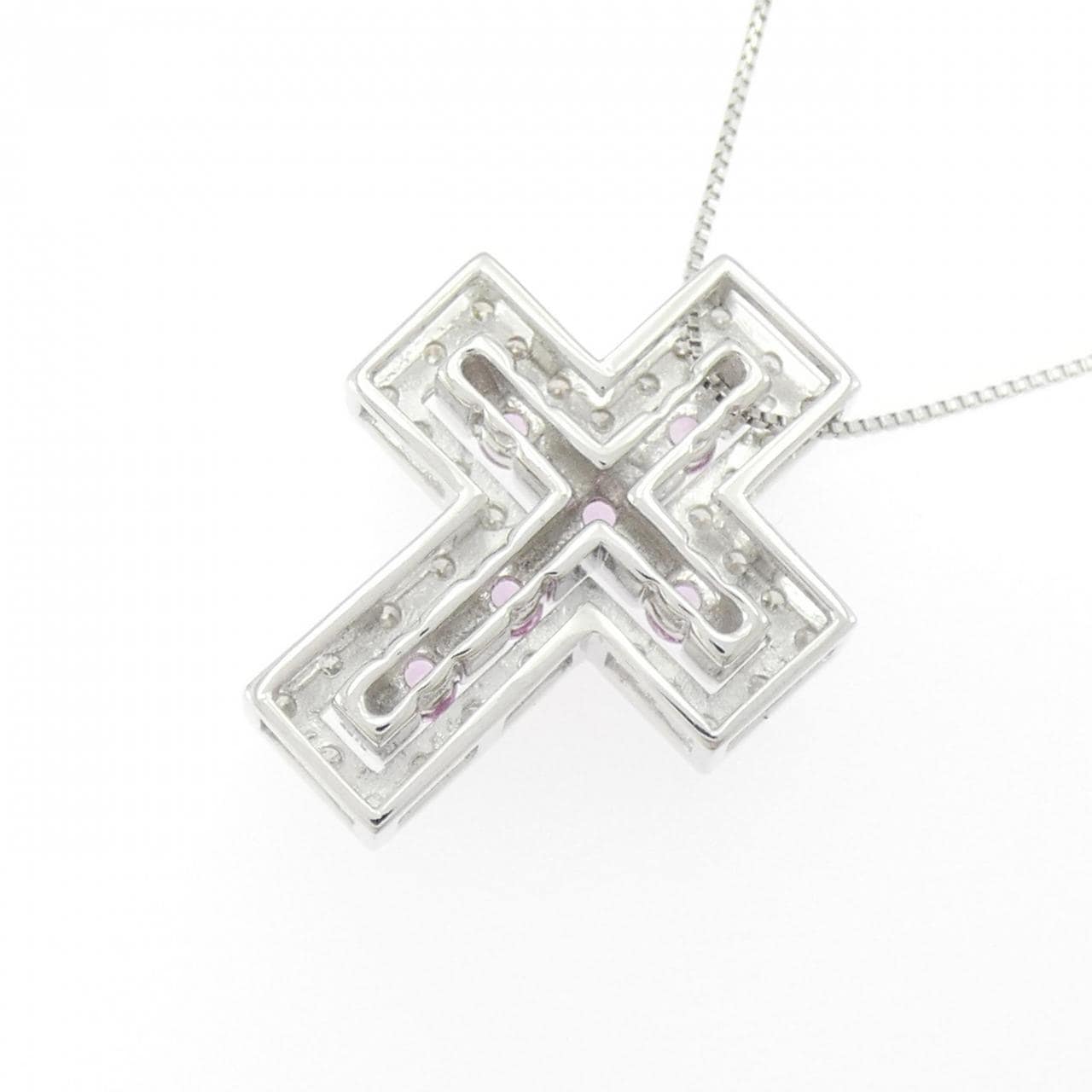 K18WG 2WAY クロス サファイヤ ネックレス 0.45CT
