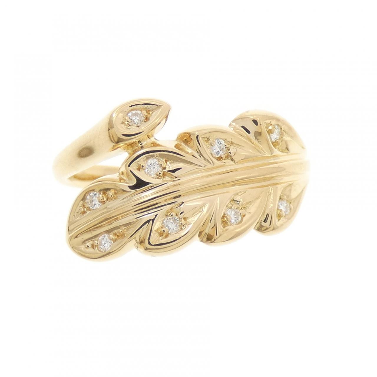 K18YG リーフ ダイヤモンド リング 0.06CT