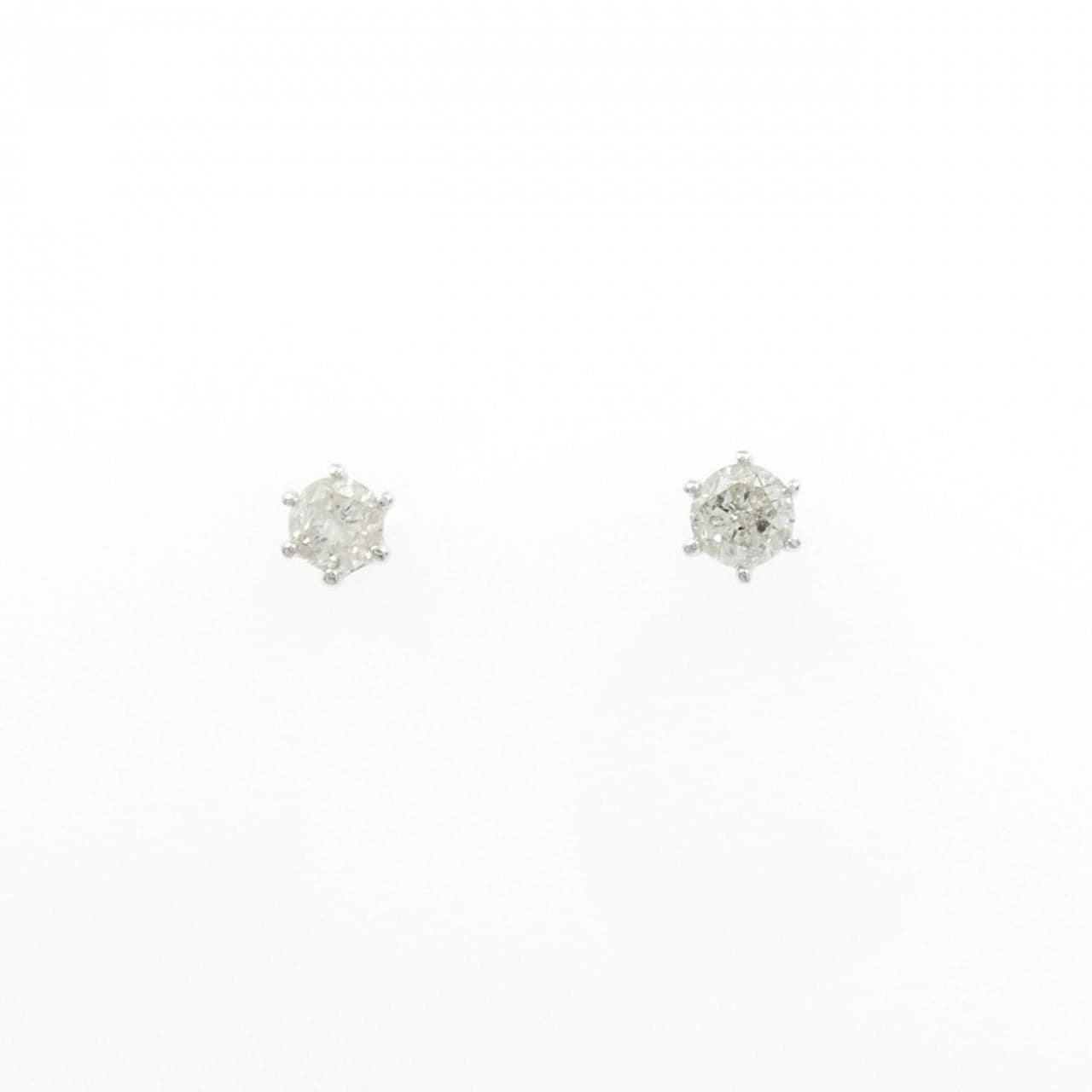 K18WG ソリティア ダイヤモンド ピアス 0.40CT