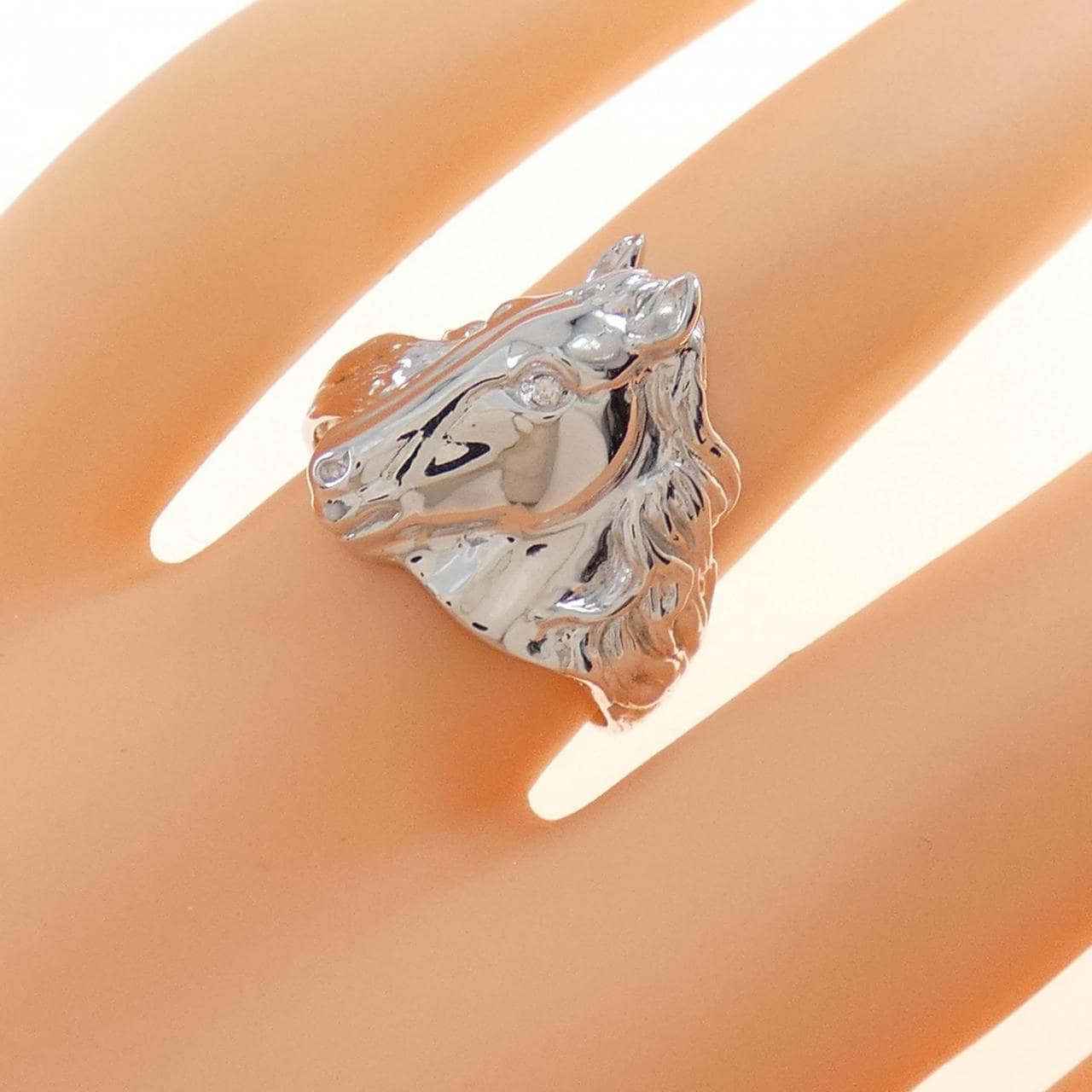 K18WG Horse Diamond Ring 0.01CT