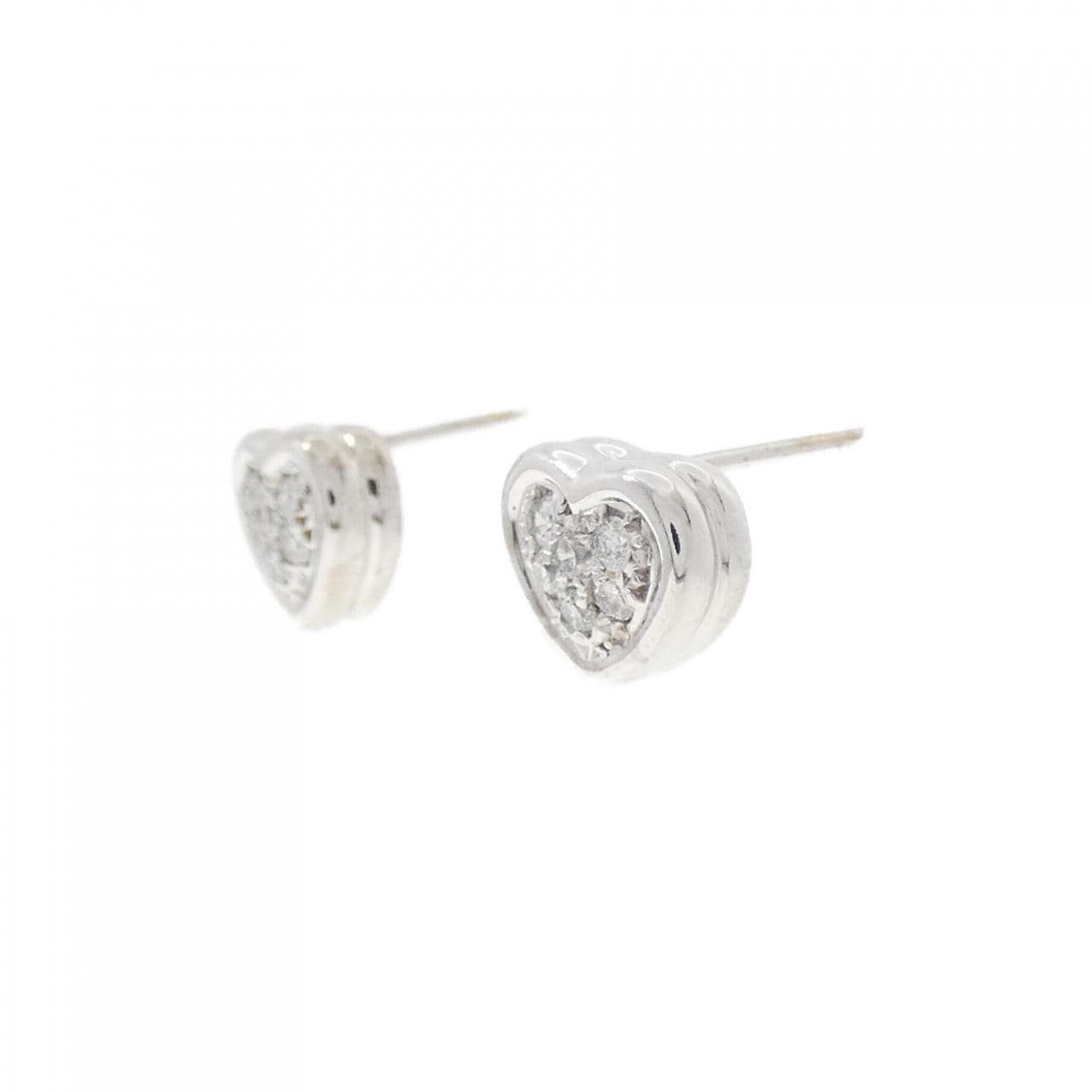 K18WG ハート ダイヤモンド ピアス 0.18CT