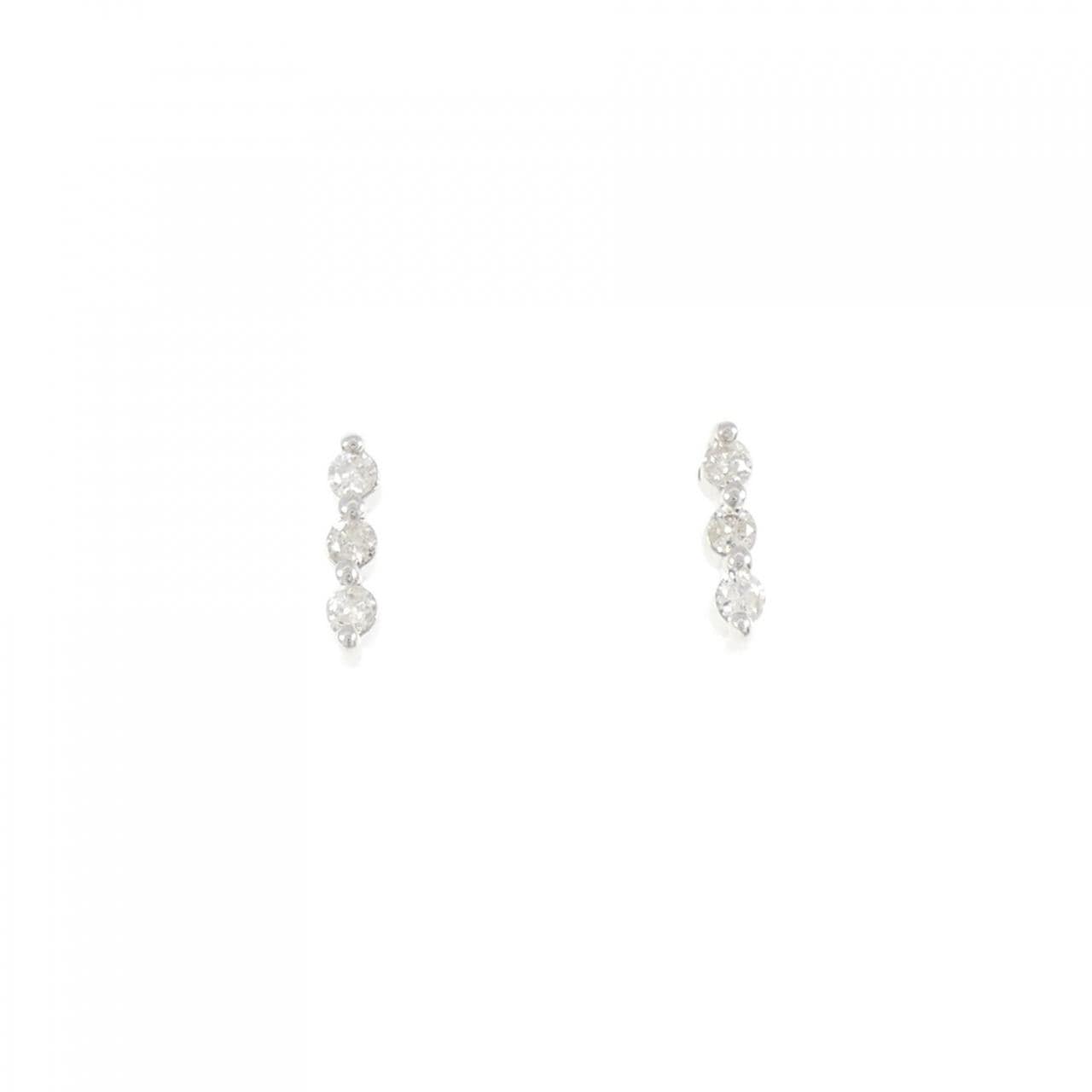 K18WG スリーストーン ダイヤモンド ピアス 0.20CT