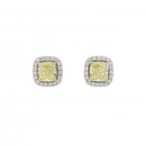 PT900/K10YG ダイヤモンド ピアス 1.009CT 1.036CT FY VVS2 VS1 ファンシーカット