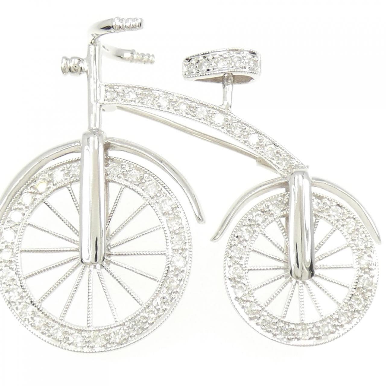 750WG Bicycle Diamond Brooch 1.13CT