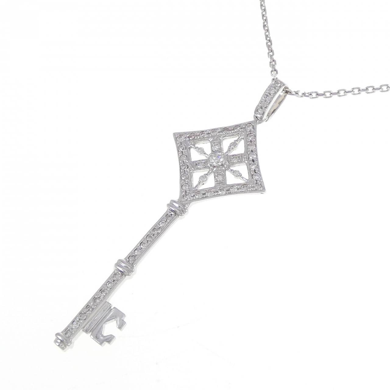 K18WG キー ダイヤモンド ネックレス 0.30CT