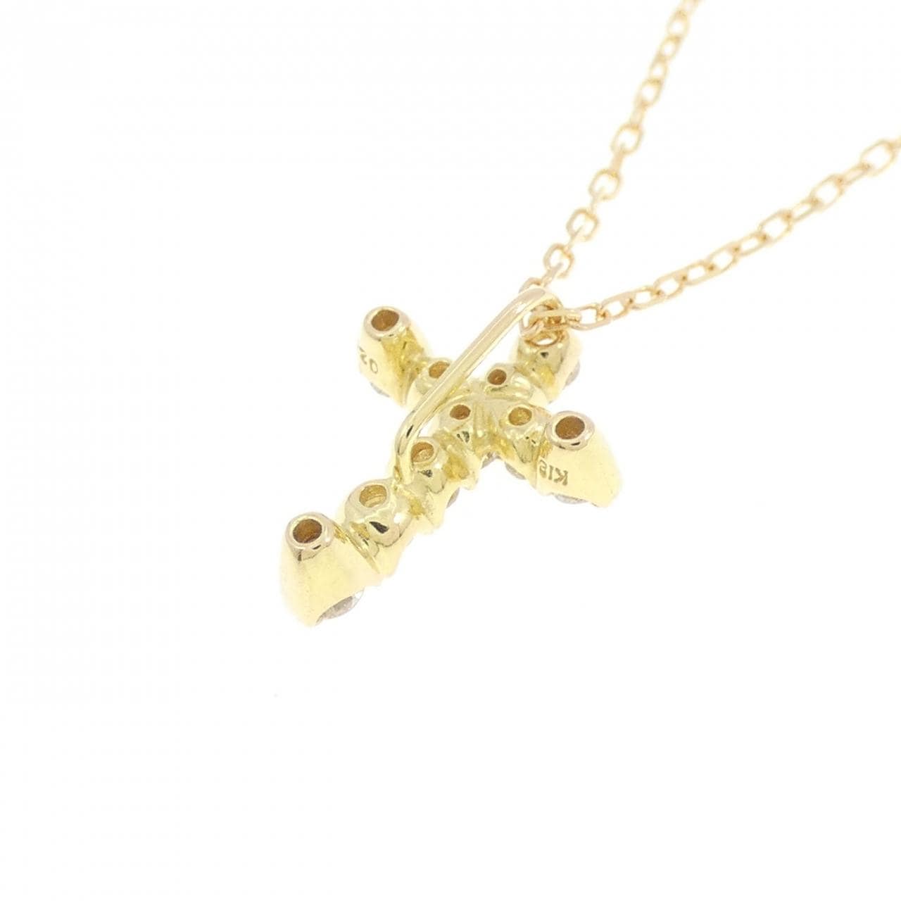 K18YG クロス ダイヤモンド ネックレス 0.20CT