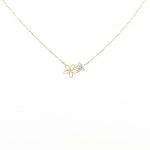 K18YG フラワー ダイヤモンド ネックレス 0.10CT