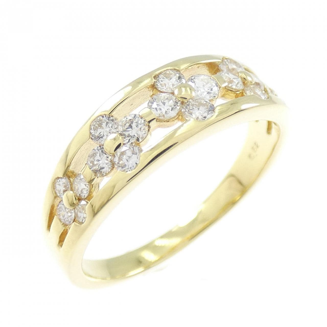K18YG フラワー ダイヤモンド リング 0.52CT
