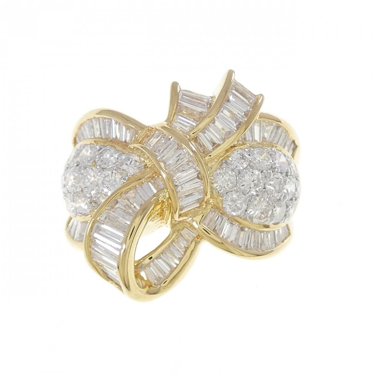 K18YG/K18WG Ribbon Diamond Ring 2.96CT