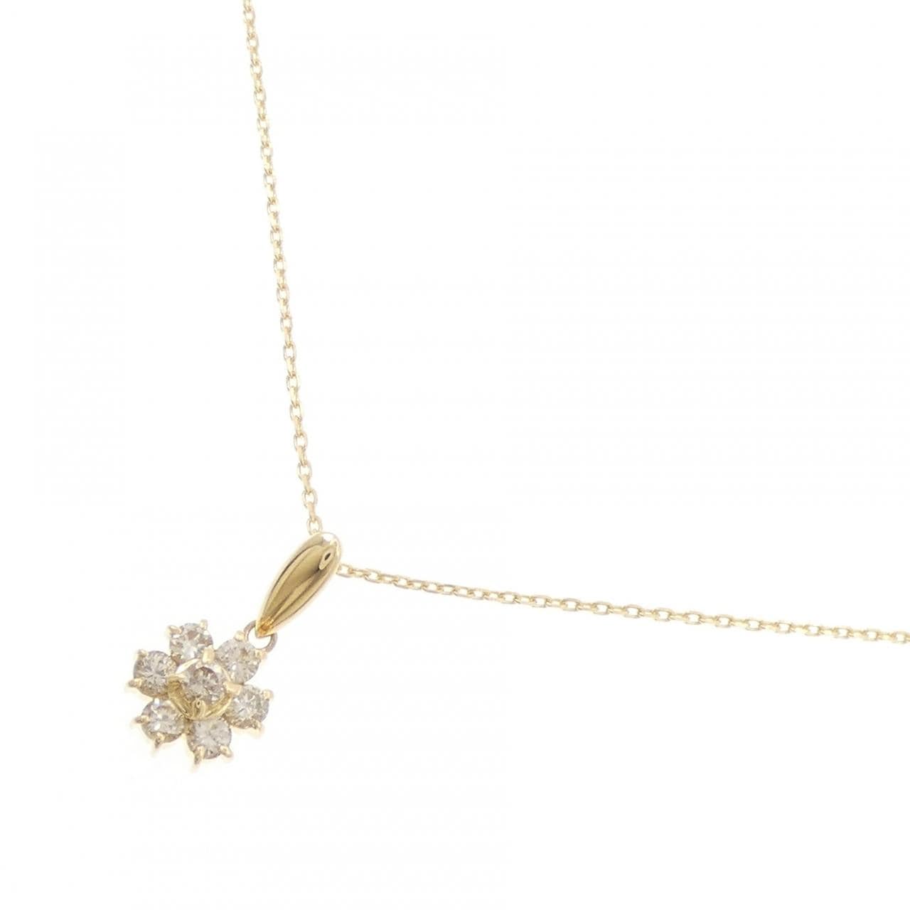 K18YG フラワー ダイヤモンド ネックレス 0.50CT
