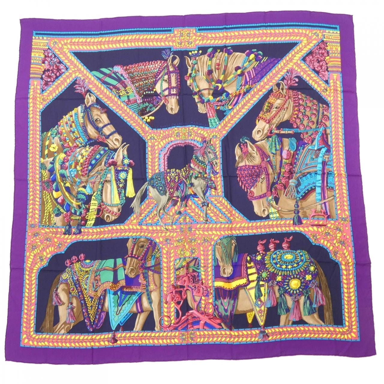 エルメス HERMES LA DANCE DU CHEVAL MARWARI 242373S カレジェアン140 ショール