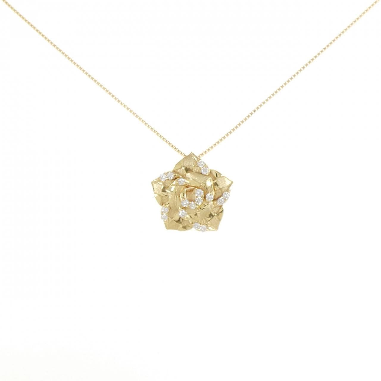 K18YG フラワー ダイヤモンド ネックレス 0.17CT