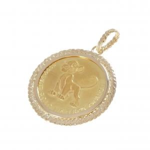 K18YG (frame) coin pendant