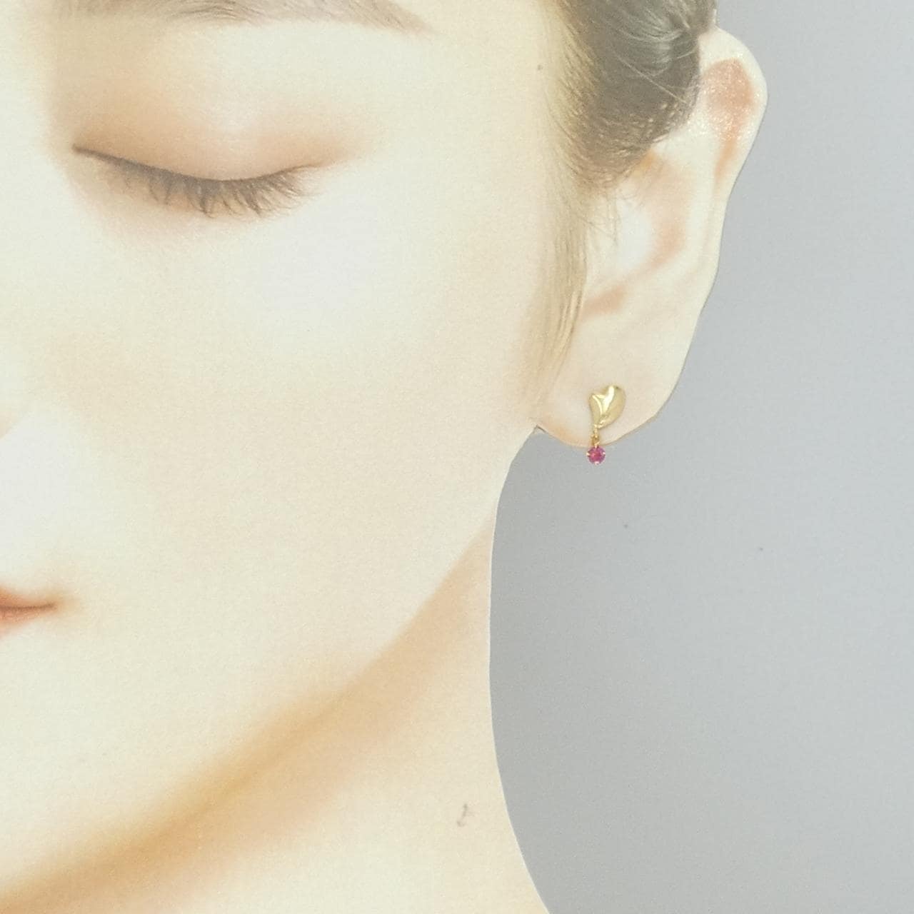 K18YG ハート ルビー ピアス