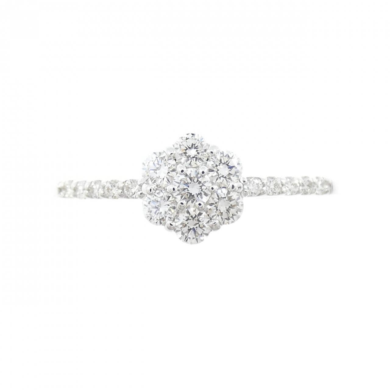 K18WG フラワー ダイヤモンド リング 0.30CT