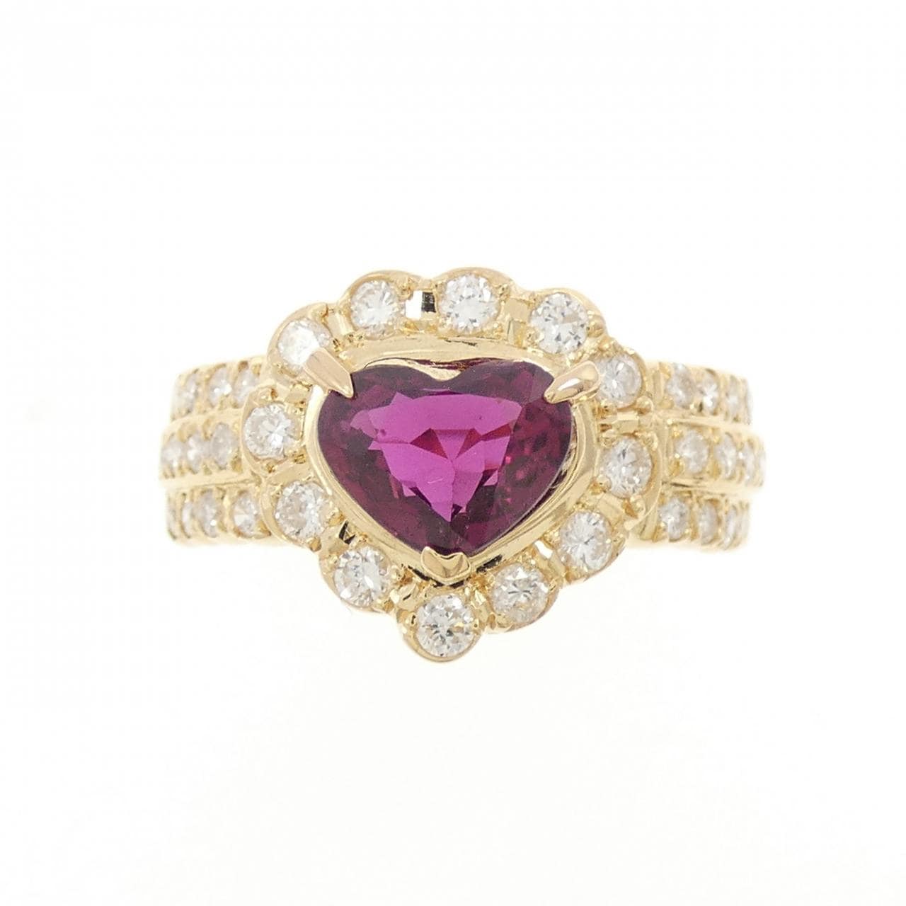 K18YG ハート ルビー リング 1.46CT