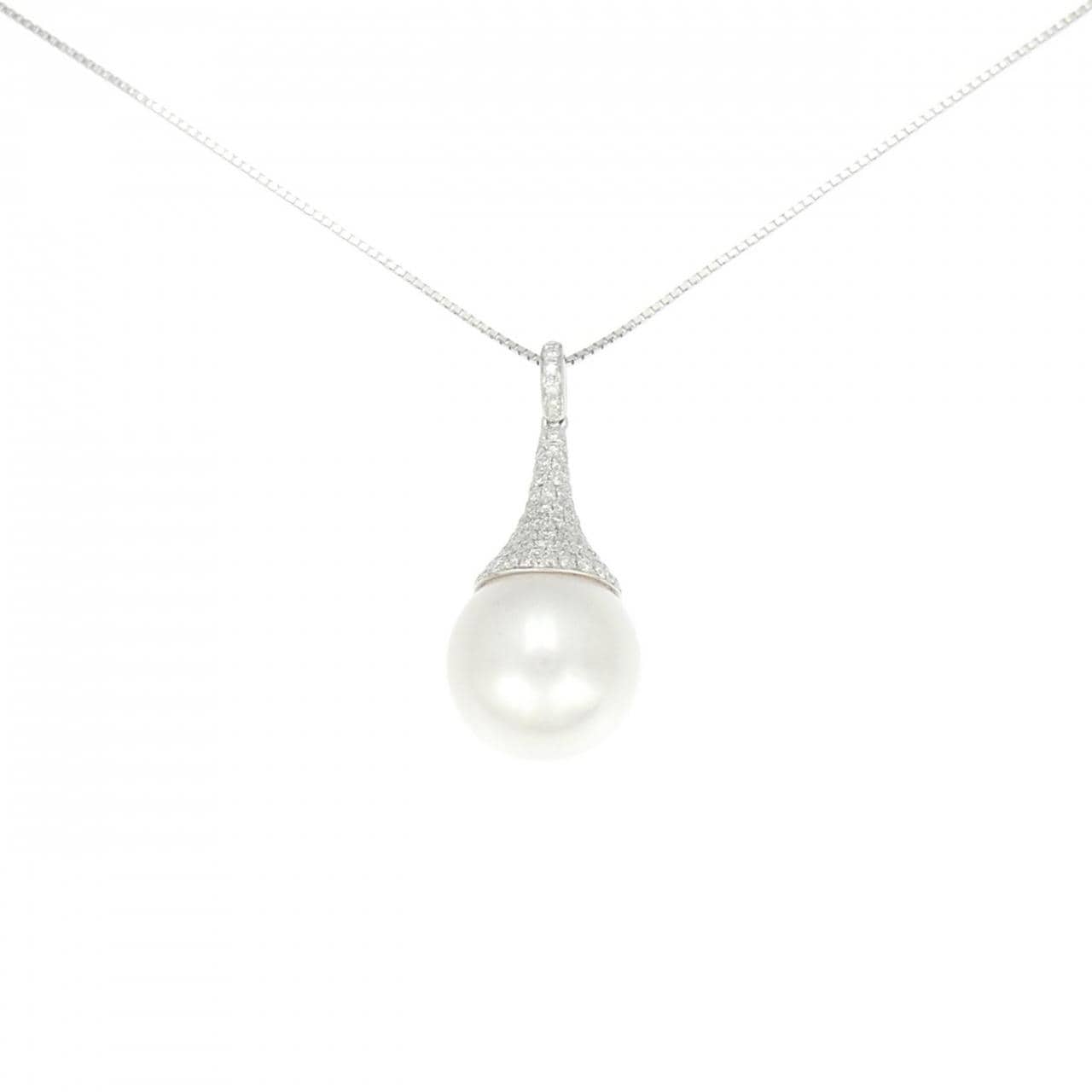 K18WG 白蝶パール ネックレス 13.0mm