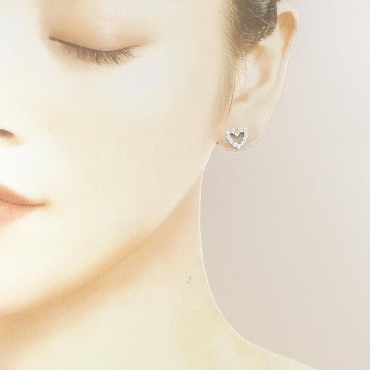 PT900 ハート ダイヤモンド ピアス