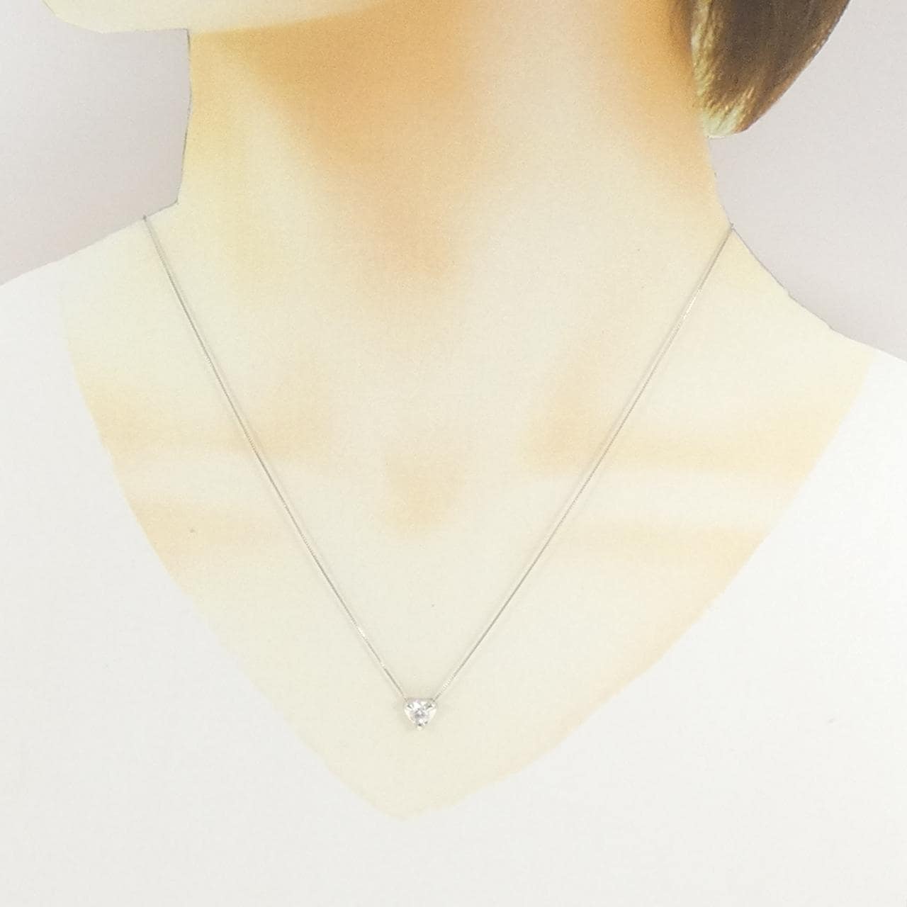 PT900/PT850 ハート ダイヤモンド ネックレス 0.300CT