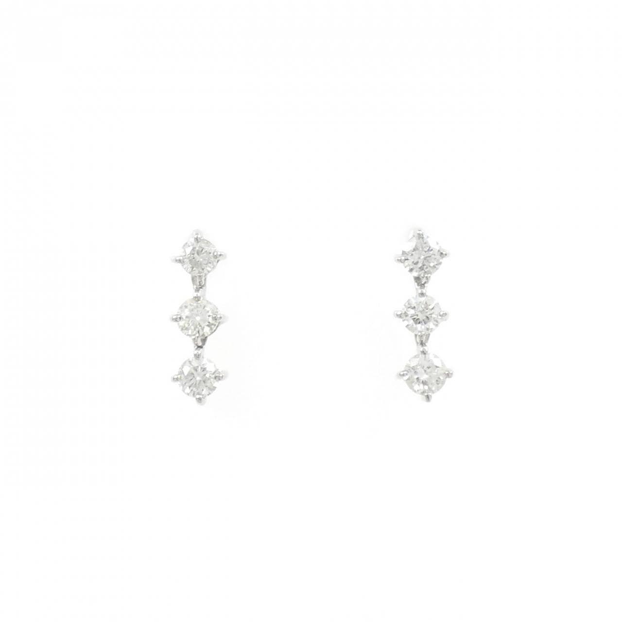 PT900 スリーストーン ダイヤモンド ピアス 0.50CT