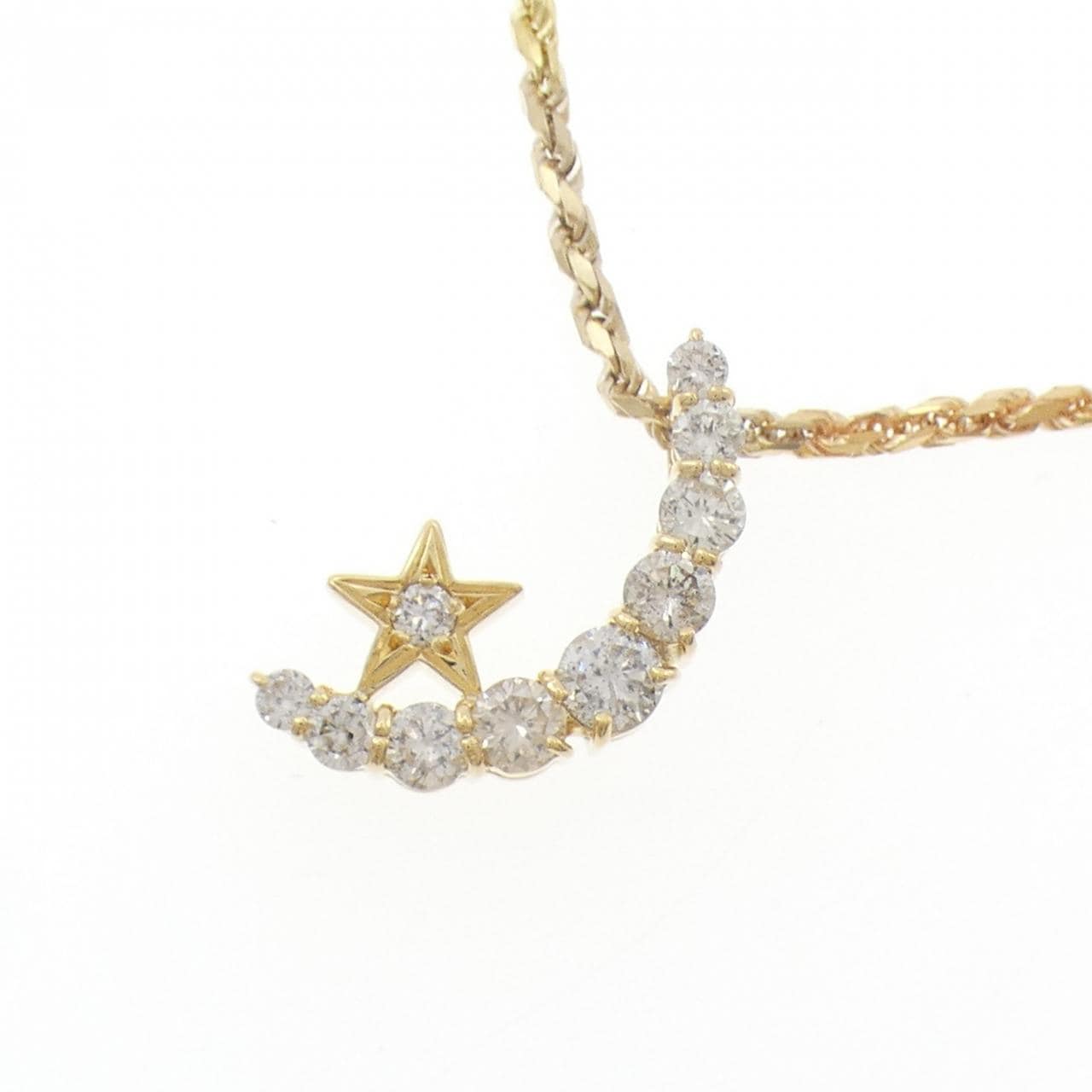 K18YG/750YG ムーン×スター ダイヤモンド ネックレス 1.00CT