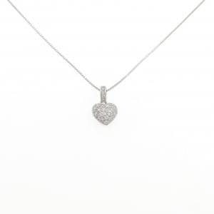 K18WG パヴェ ハート ダイヤモンド ネックレス 0.25CT